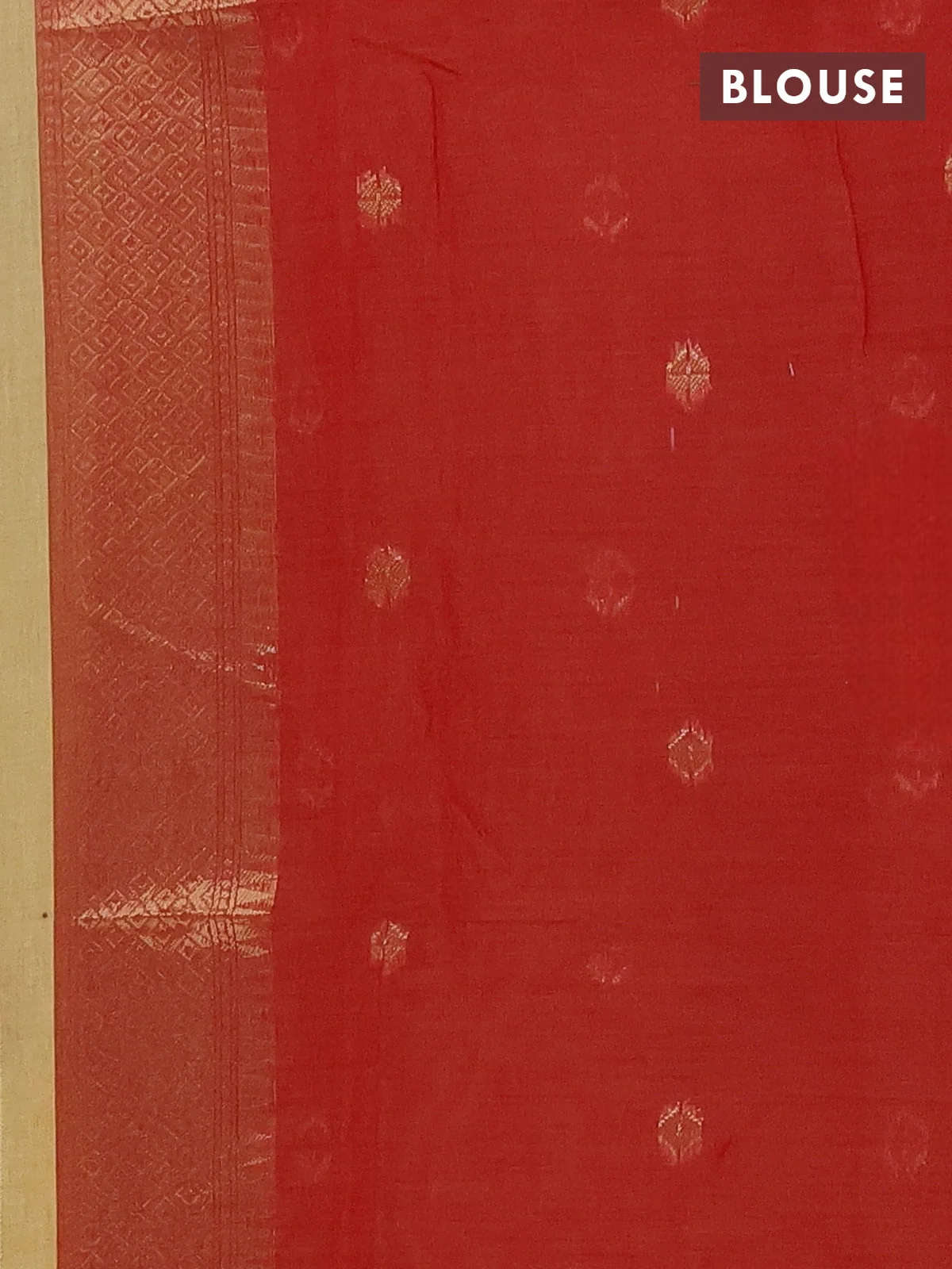 Jamdhani Cotton Saree - Pale Yellow and Red
